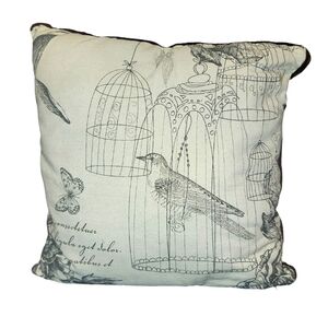 Home Décor Pillow Farmhouse 16 x 16 beige throw pillow with birds & butterfly